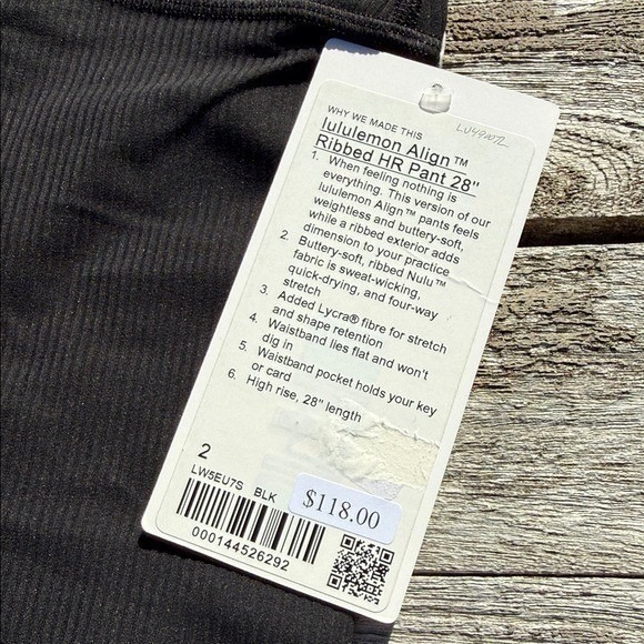 lululemon Align Ribbed High-Rise Pant 28" Black size 2 NWT leggings - Picture 2 of 5